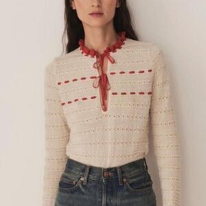 Doen Women's Cream and White Jumper